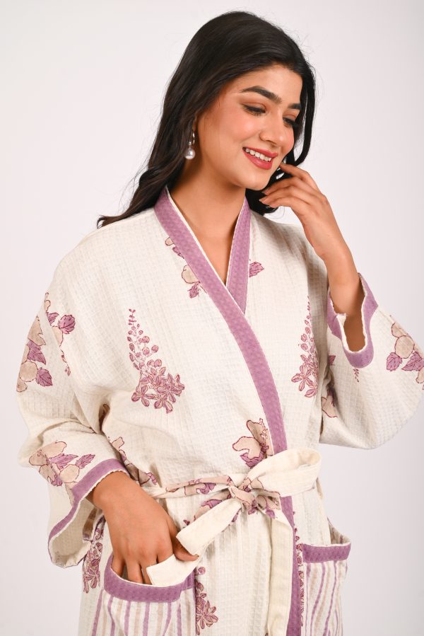 English Rose Block Printed Bathrobe - Image 2