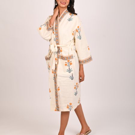 Mariegold Block Printed Bathrobe - Image 2