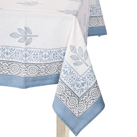 Smoke Blue Block Printed Table Cover - Image 3