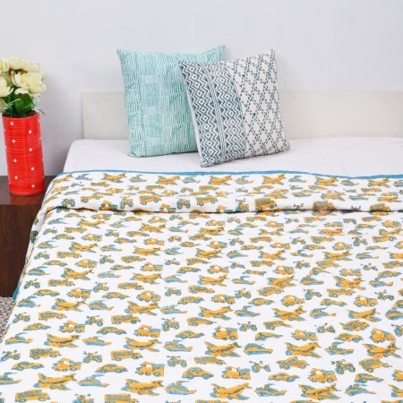 Blue Transport Block Printed Dohar - Image 2