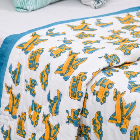 Blue Transport Block Printed Dohar