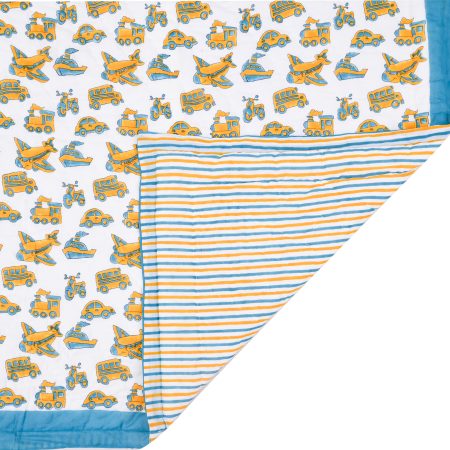 Blue Transport Block Printed Dohar - Image 3