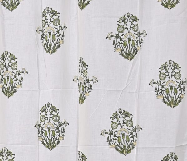 Neptune Green Hand Block Printed designer voile curtain - Image 3