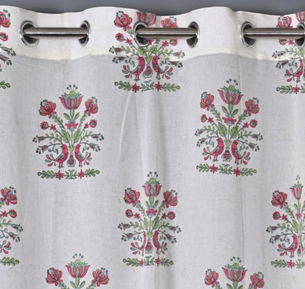 Pink Milieu Hand Block Printed designer voile curtain - Image 2