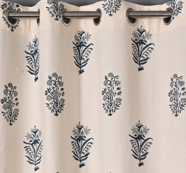 Frozen Dew Hand Block Printed designer cotton curtain - Image 3