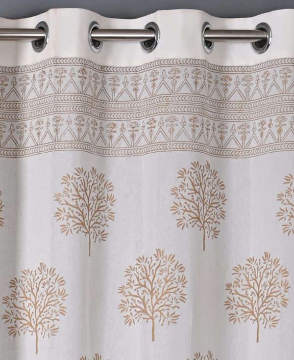 Honey Gold Hand Block Printed designer cotton curtain - Image 3