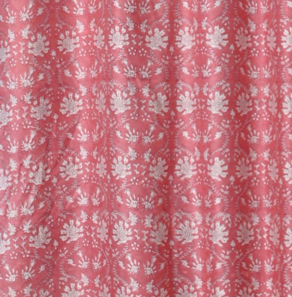 Mars Peach Hand Block Printed designer chanderi curtain - Image 3