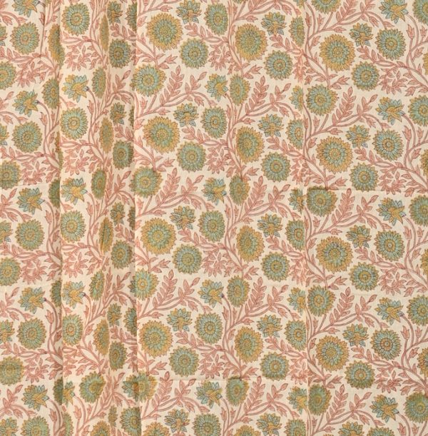 Pureed Pumpkin Hand Block Printed designer chanderi curtain - Image 3