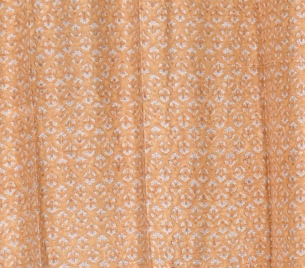 Pale Lime Yellow Hand Block Printed designer chanderi curtain - Image 2