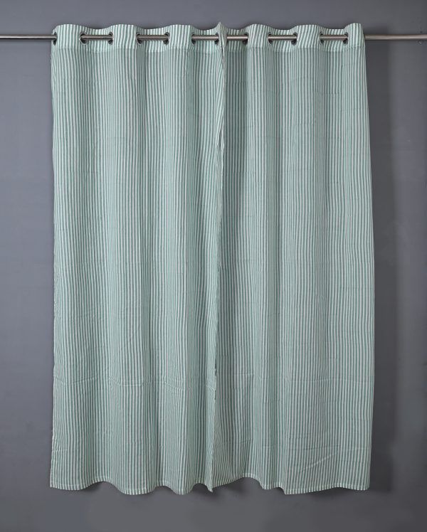 Scuba Green Hand Block Printed designer voile curtain
