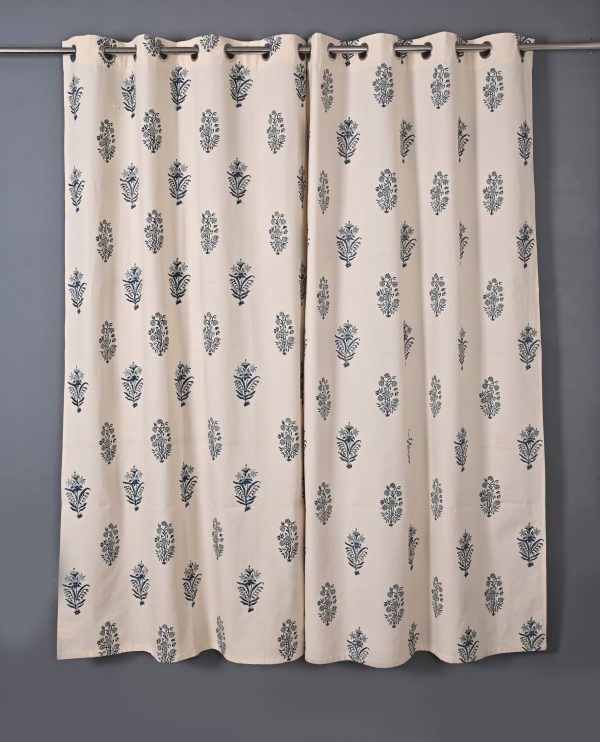 Frozen Dew Hand Block Printed designer cotton curtain