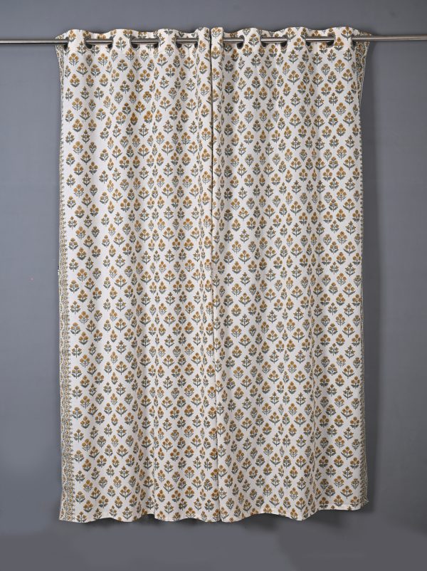 Bright Hand Block Printed designer cotton curtain