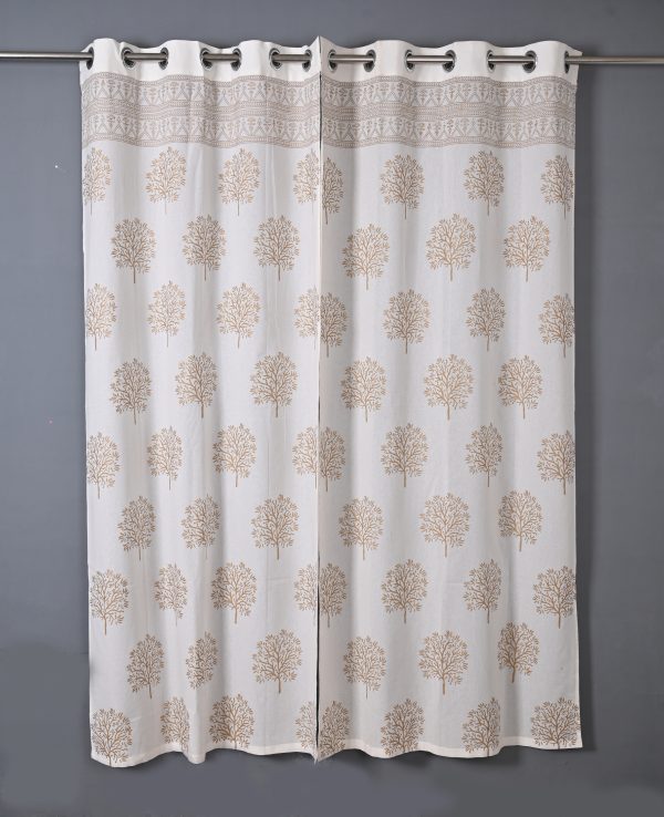 Honey Gold Hand Block Printed designer cotton curtain